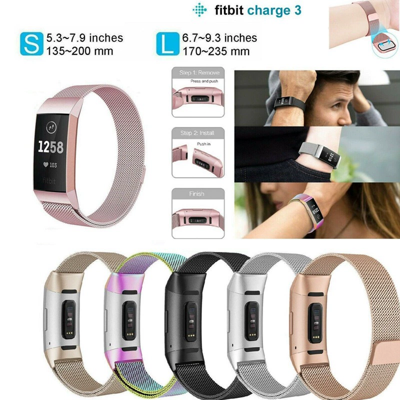 Для fitbit charge3/4 умный ремешок для браслета Миланский металлический магнитный браслет из нержавеющей стали