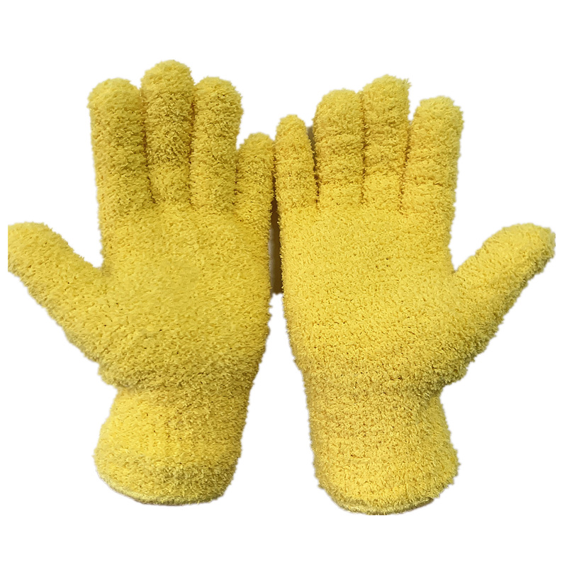 Guantes de polvo de fibra ultra fina guantes de coral guantes de lavado de coche limpieza color sólido de cinco dedos del hogar absorbente guantes de pelo seco
