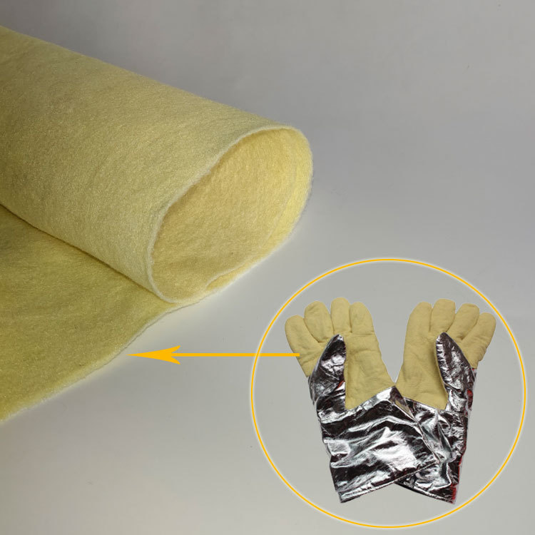 阻燃无纺布功能性面料芳纶13+14混纺针刺过滤毛毡手套耐高温