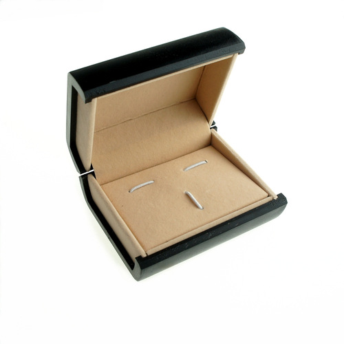 Set of Dali Cufflinks Tie Clip Box, Black Plastic with Felt Interior, Men's Accessory Box, Jewelry Box CTB105