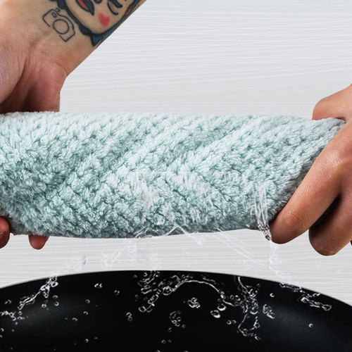 Coral velvet pineapple plaid rag household kitchen dishwashing cloth absorbs water and does not shed lint dishcloth housekeeping cleaning scouring pad