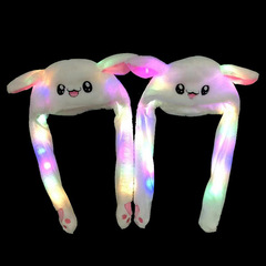 The same glowing and trendy rabbit ear hat with moving ears, rabbit ear hat, fleece-lined warm hat