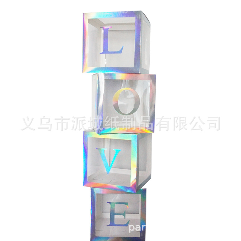 Ins Internet Celebrity caja transparente Cumpleaños de un año del bebé 26 letras graduación decoración de la boda BABY Balloon Box