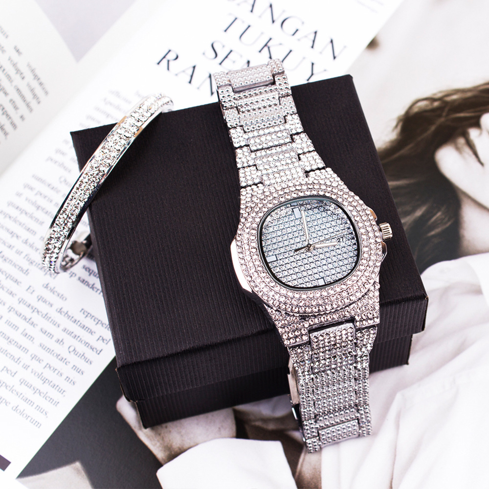 Diamante reloj de pulsera de moda set pulsera de las señoras relojes de las mujeres