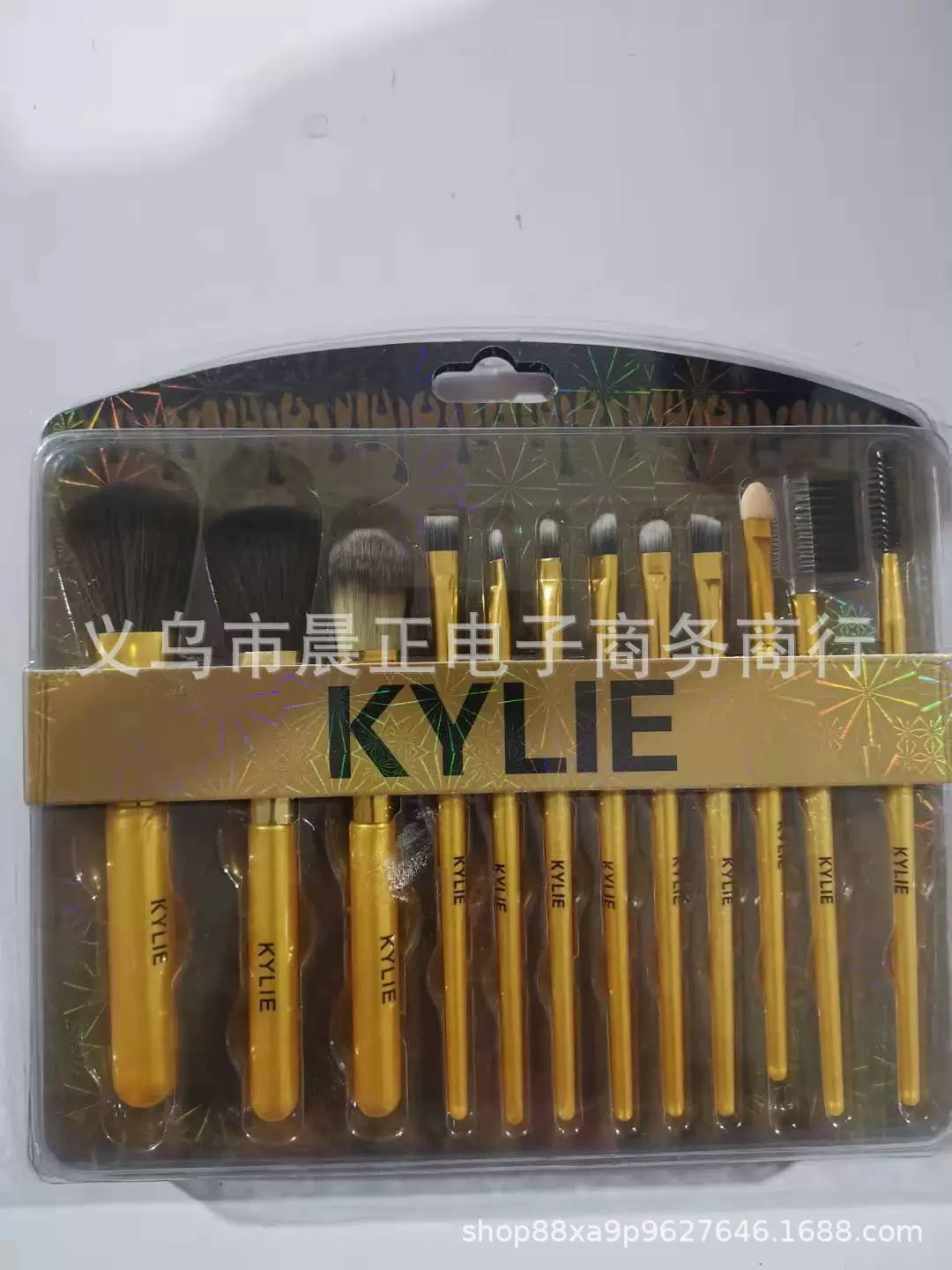 Makeup Brush Set, 12-Piece, Plastic Handle with Fiber Bristles, Black, Plastic Case
