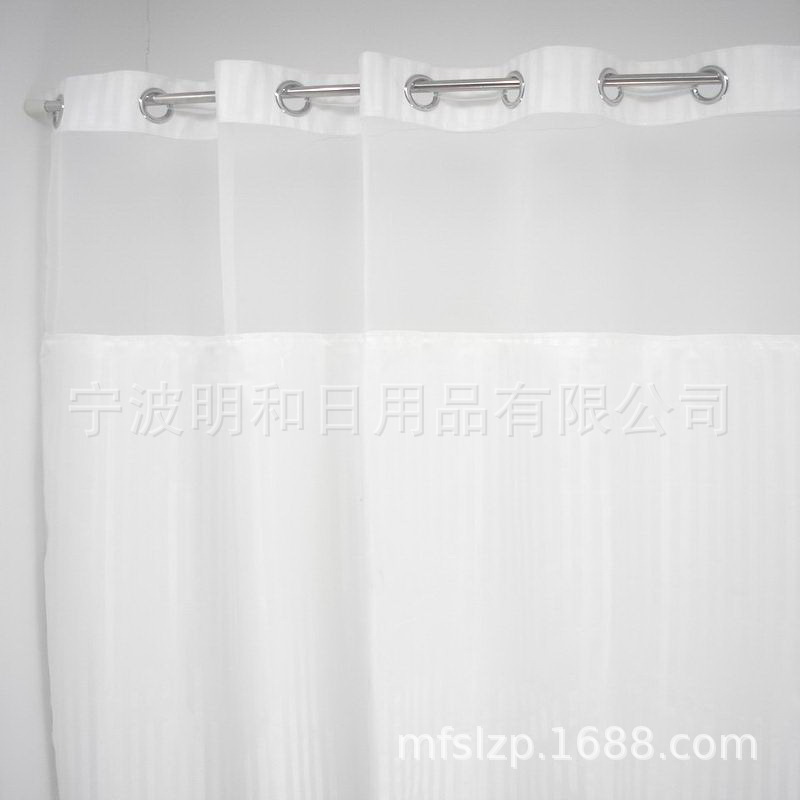 Manufacturers supply double-layer hookless shower curtain stitching yarn and removable lining 71(W) x 78(H) inch