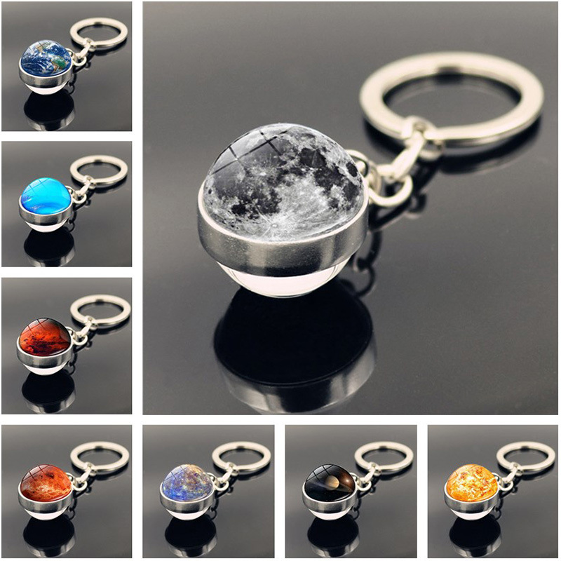 Cross-border New Accessories Solar Planet Keychain Pendant Galaxy Nebula Time Gem Key Ring Key Chain