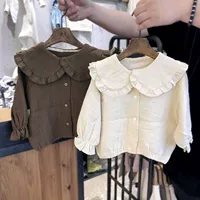 Девушка осень новый корейский стиль INS baby с длинными рукавами и воротником с нижней рубашкой для девочек весна