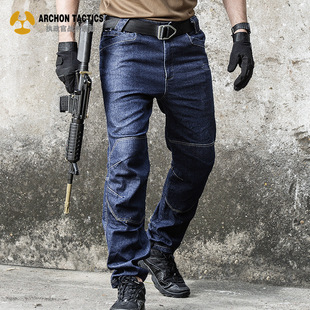 Archon Outdoor Tactical Pants Men's Loose Straight Multi-Pocket City Army Fan Special Service Pants Stretch Slim-Fit Jeans