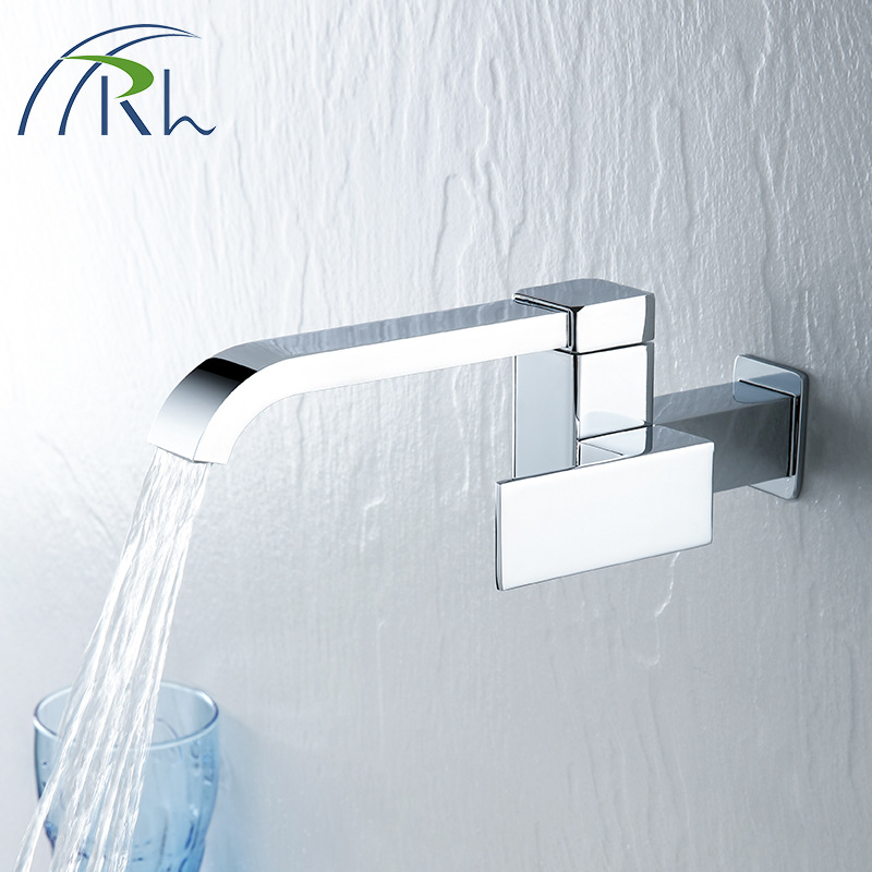 Huaruiley Balcony Bathroom Wall-Mounted Mop Pool Faucet Single Cold Mop Pool Copper Faucet Wash Basin