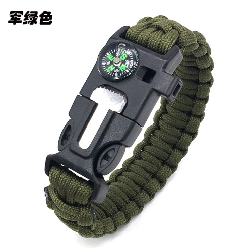 Paracord bracelet survival bracelet multifunctional outdoor bracelet camping mountaineering bracelet compass whistle flint buckle