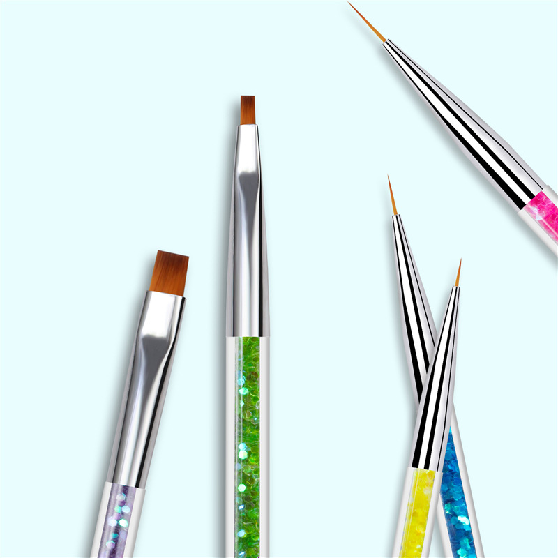 Yujia manicura herramientas al por mayor de doble cabeza rhinestone dibujo pluma lentejuelas paquete 5 piezas traje de doble uso pintura pluma