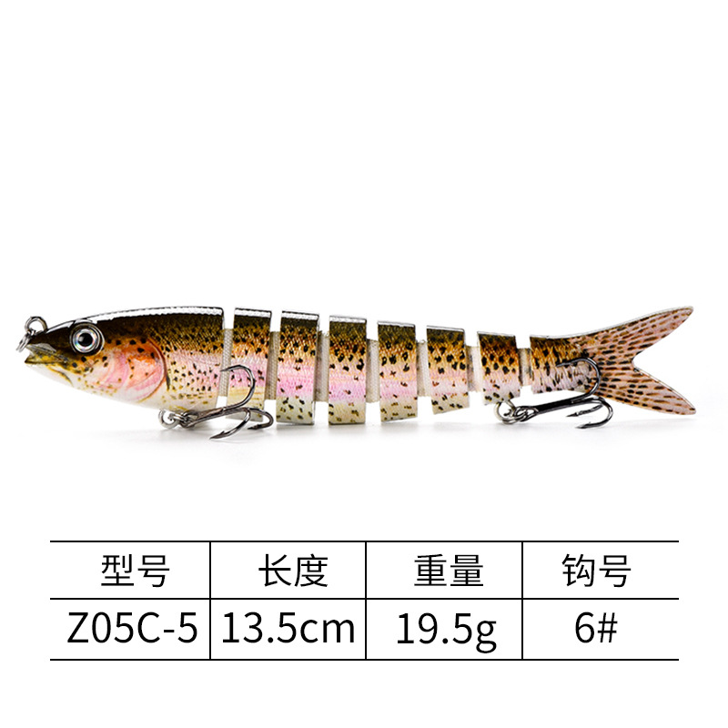 Directo de fábrica de múltiples secciones Luya cebo 8-Sección pescado agua dulce mar pesca cebo duro cebo Luya cebo tiro largo Venta caliente 13,5 cm