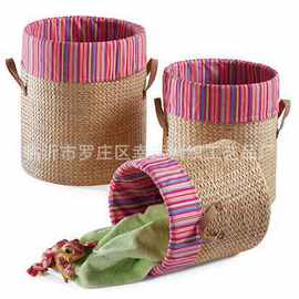 临沂柳编厂 植物编织工艺品 山东草编桶草编花篮室内装饰草篮子