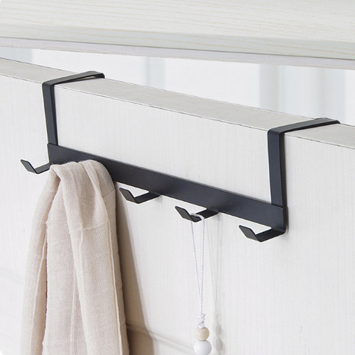 Living Room Kitchen Iron Gate Rear Hook No Drill Clothes Hook Rack Dormitory Hat Hook Clothing Hook 5-in-a-Row Hooks