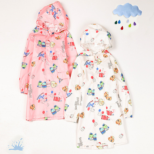 Cartoon Corner Children's Raincoat Male and Female Baby Kindergarten Student One-piece Raincoat School Bag Bit Snowproof Poncho
