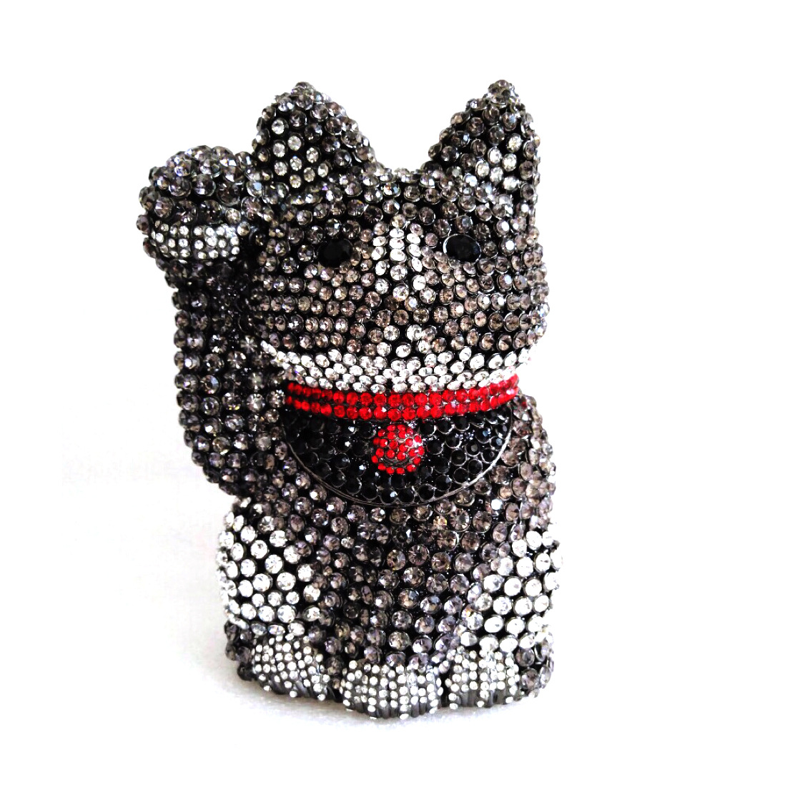 Seleccione estrictamente la bolsa de cena de diamantes de gato rico, bolsa de diamantes de metal hueco de dibujos animados para la fiesta de animales.