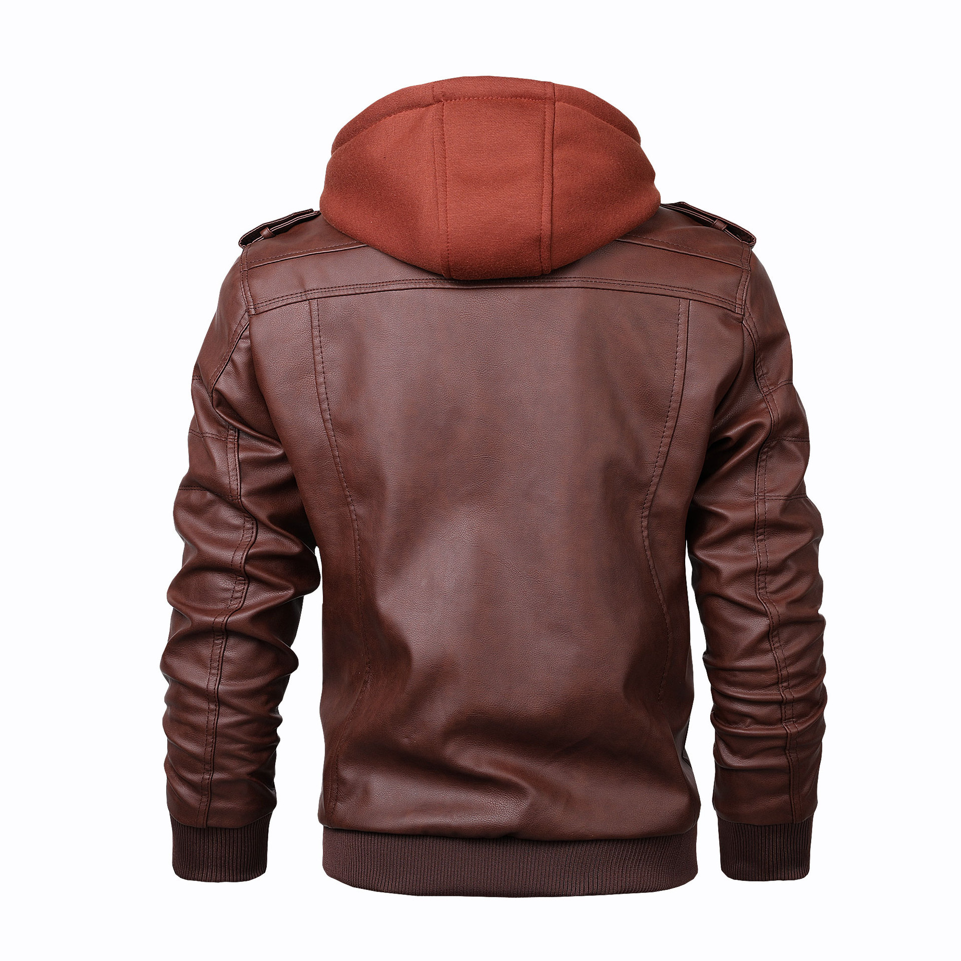 Neue 2907 trendige lässige Motorrad-Lederjacke mit abnehmbarem Hut für Herren_voghion.com