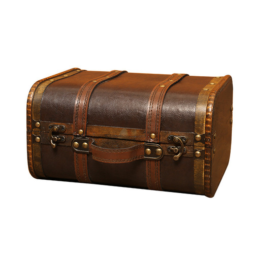 Retro suitcase wooden storage box storage treasure box script killing prop box photography photo antique wooden box