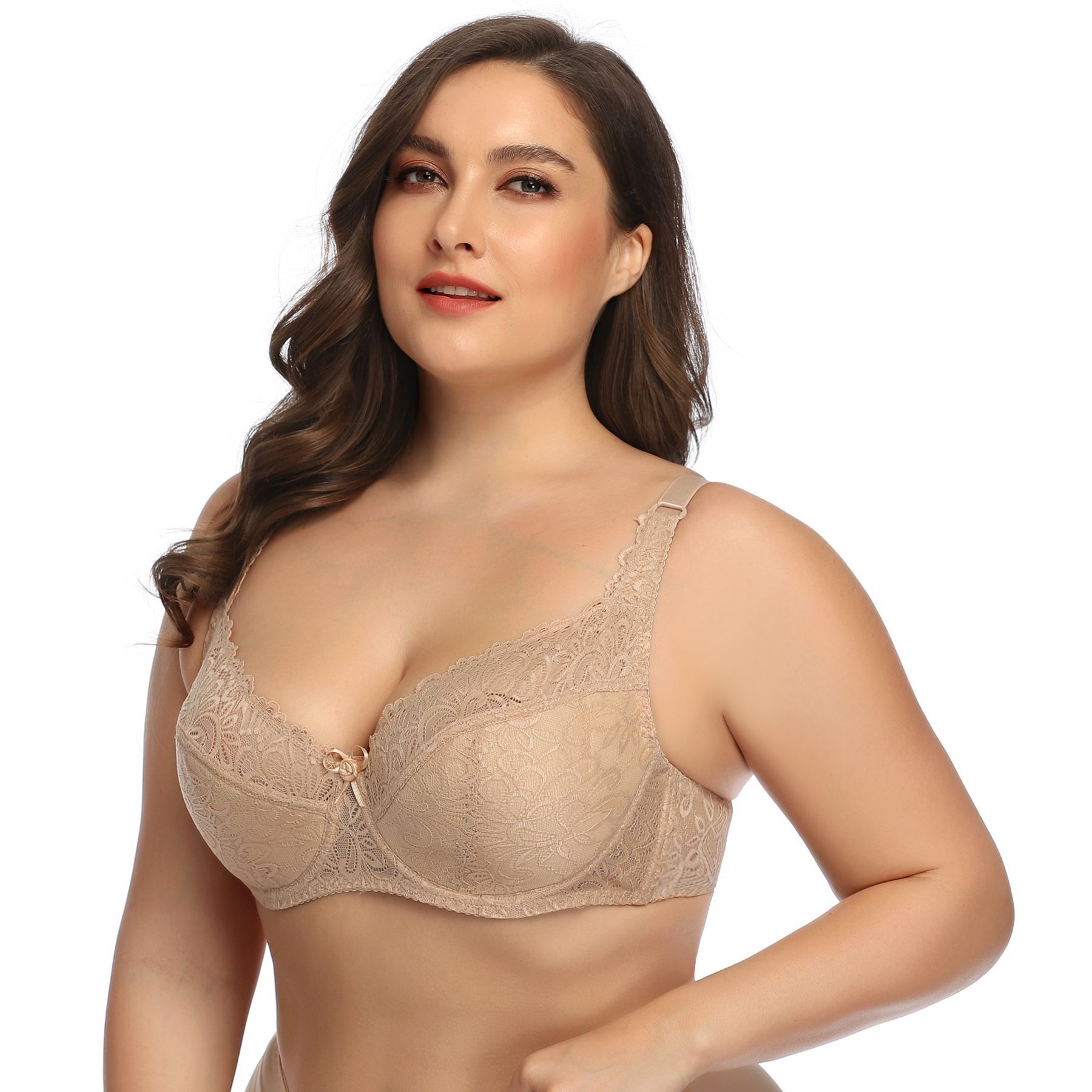Thin underwear, breathable lace supporting push up bra, plus size