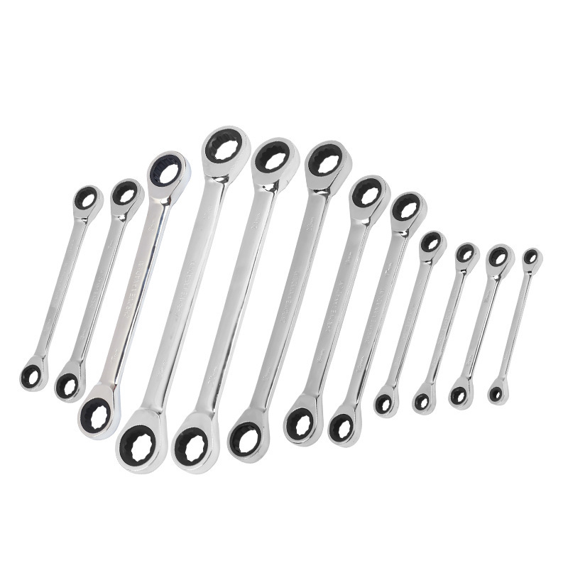 Llave de trinquete de doble cabeza que ahorra mano de obra rápida de doble uso flor de ciruelo llave sólida abierta mantenimiento de automóviles herramientas de hardware de reparación de automóviles