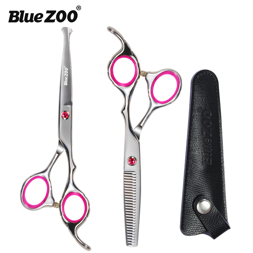 BlueZOO children student safety haircut hairdressing hair bangs scissors flat scissors tooth scissors leather suit 2 color 6 inch