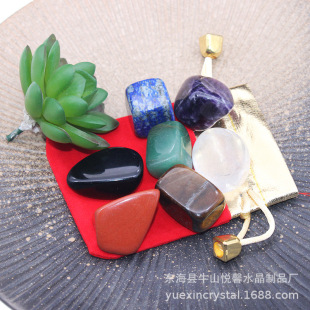 Yuexin Natural Crystal Raw Stone Gravel Colorful Crystal Crystal Polished Decorative Crafts Cross-border Wholesale