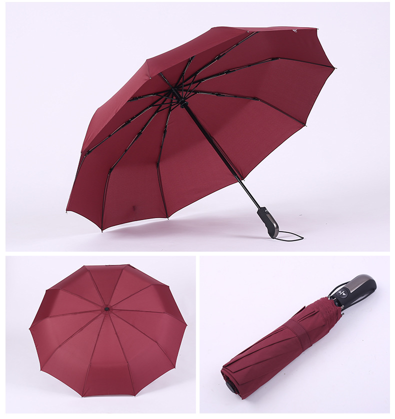 Paraguas de vinilo de protección solar completamente automático en stock logotipo imprimible al por mayor paraguas plegable paraguas de sol paraguas triple