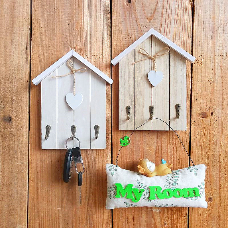 New European Style Door Key Hook House Wooden Key Box Coat Hook Creative Home Decoration Wall Hook