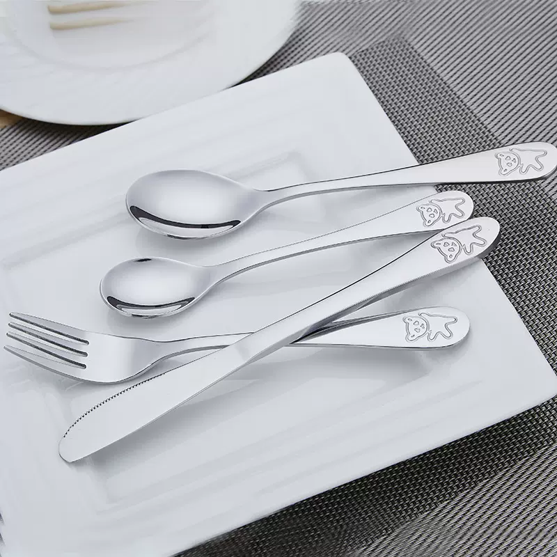 卡通儿童餐具套装西餐具母婴店礼品套装logo不锈钢儿童刀叉勺子