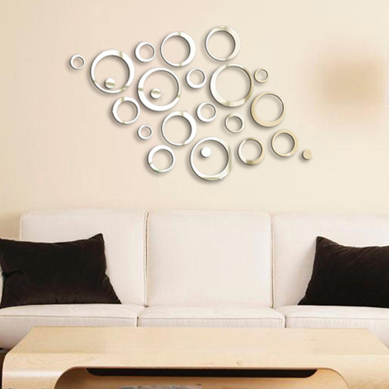 24 Acrylic 3D Stereo DIY Mirror Round Circle Wall Stickers Bedroom Room Decoration_voghion.com