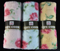 Korean version Life Cook fine fiber printed rose towel face wash towel absorbent and durable hair drying towel wholesale