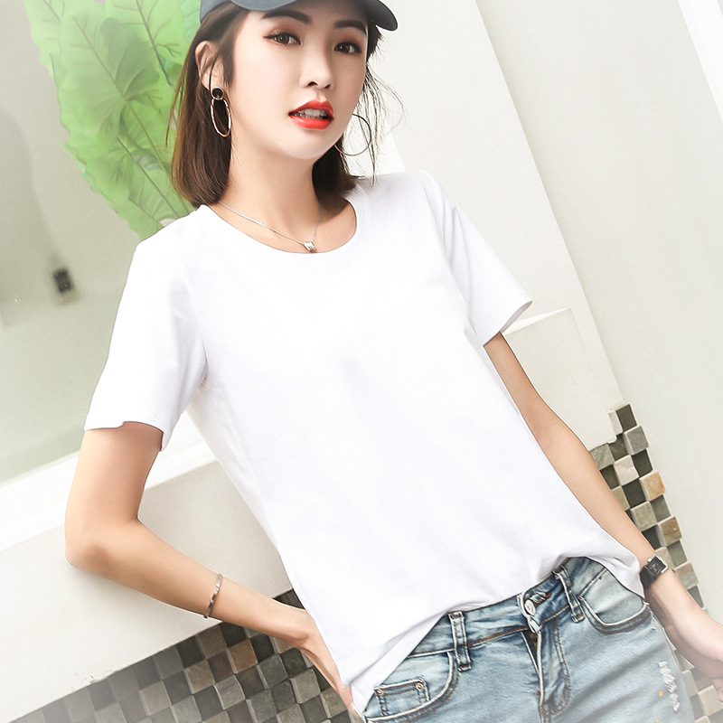 メーカー直販代行新型ネットレッド韓国版ゆるい丸首半袖純色純綿tシャツ女性卸売り小売