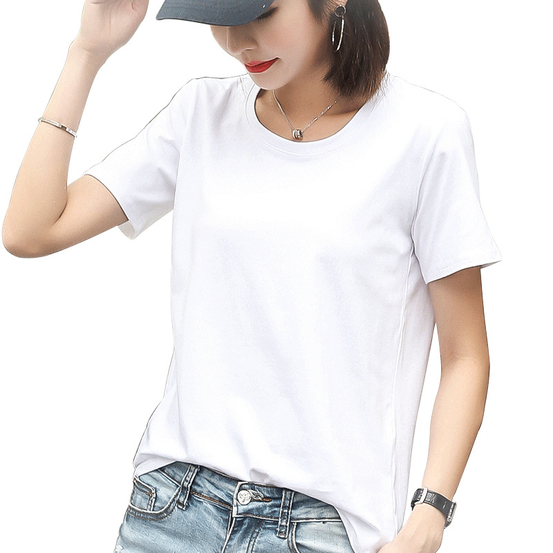 メーカー直販代行新型ネットレッド韓国版ゆるい丸首半袖純色純綿tシャツ女性卸売り小売