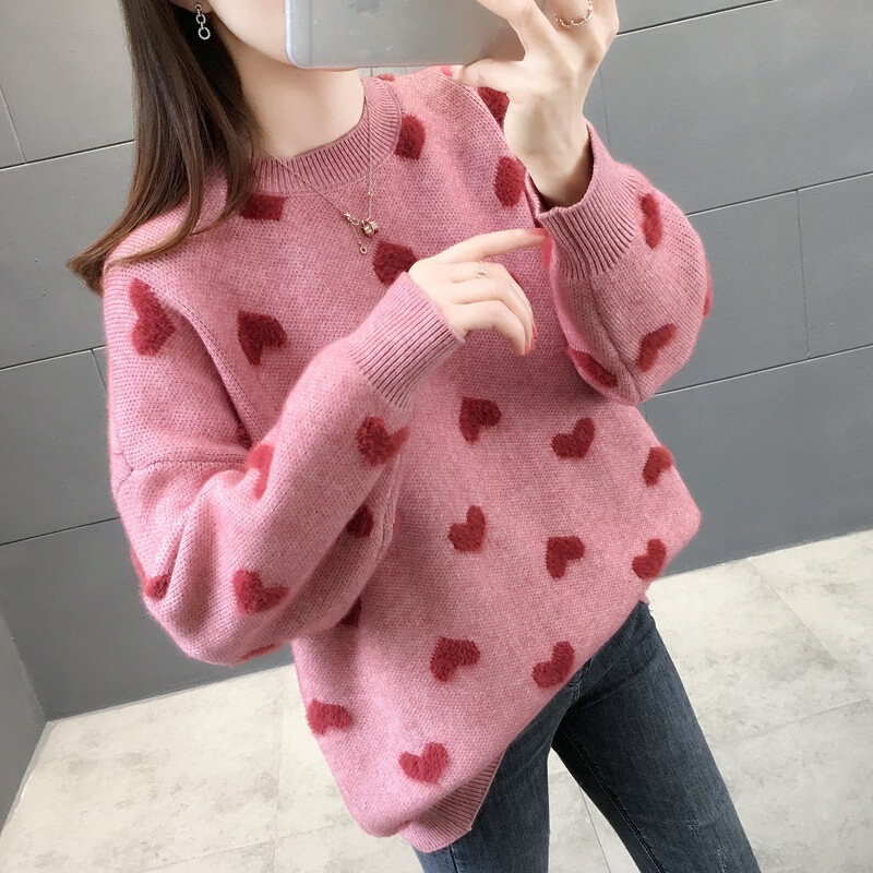 Korean Style Loose Crewneck Pullover Sweater 2024 Autumn and Winter New Loose Fairy Gentle Style Student Sweater Coat