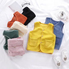 【】Children's Polar Fleece Vest Autumn and Winter Thickened Baby Cardigan Clothes Warm Boys and Girls Clothes Trendy