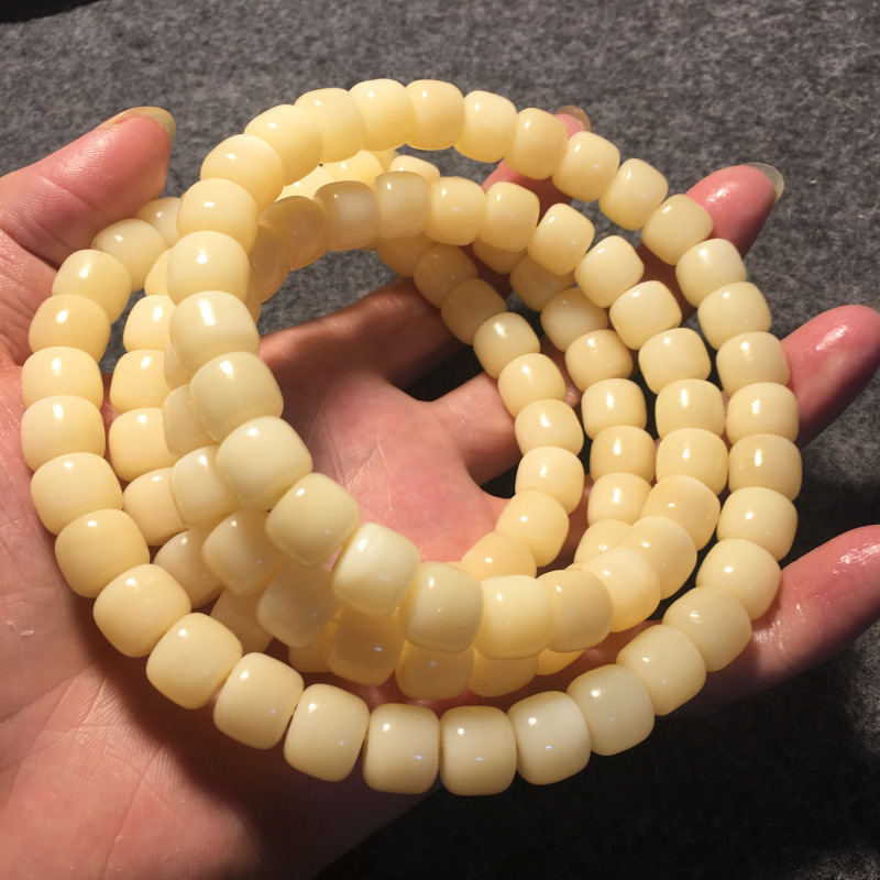 Natural Primary Color Camel Bone Bucket Beads 108 Buddha Beads Bracelet Bracelet Bracelet Chicken Yellow Bones Buddha Beads Bracelet Long String of Buddha Beads