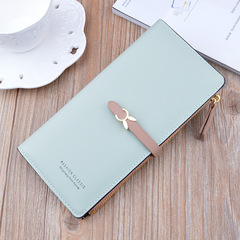 New women's wallet female long Korean style student fashion zipper buckle thin wallet multi-card slot soft leather wallet card bag