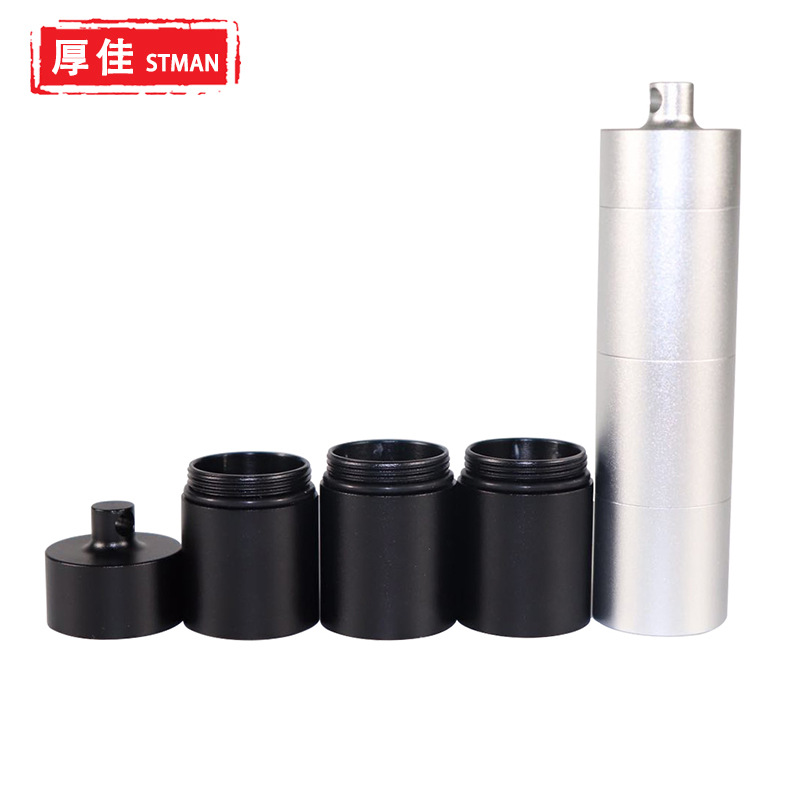 Multi-rejilla portátil caja de medicina sellada de metal completo impermeable supervivencia impermeable tanque impermeable almacén llavero fábrica al por mayor