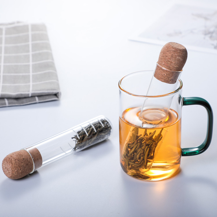 Tubo de ensayo de vidrio creativo colador de té Filtro de té colador de té de verano neto rojo hogar resistente a altas temperaturas juego de té accesorios al por mayor