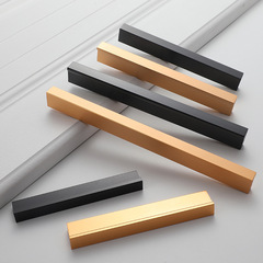 櫃門拉手現代簡約廚櫃抽屜鋁合金加長把手衣櫃黑色拉手北歐門把手