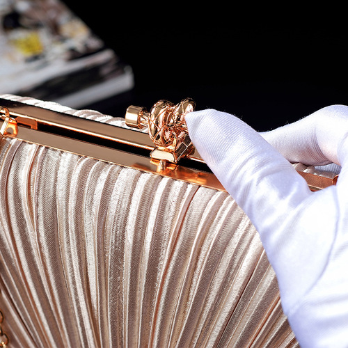 New sweet lady pleated satin clutch bag banquet bag shoulder bag dress bag cheongsam clutch bag annual party bag
