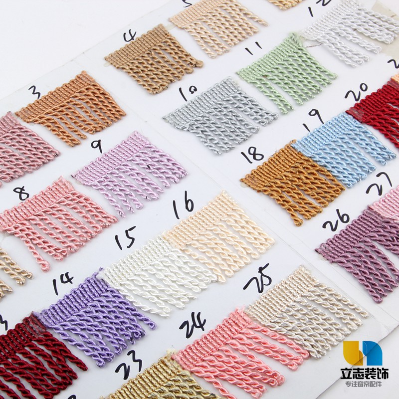 Cortina sofá accesorios decorativos de encaje accesorios de DIY 6cm barba cuerda fila dragón barba borla 6cm giro fila giro