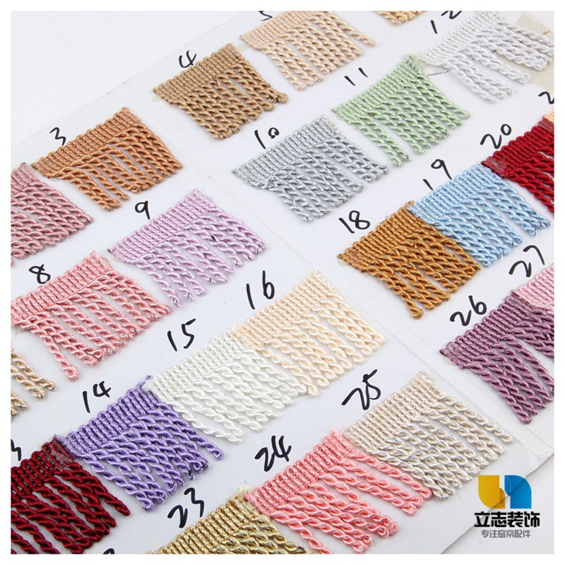 Cortina sofá accesorios decorativos de encaje accesorios de DIY 6cm barba cuerda fila dragón barba borla 6cm giro fila giro