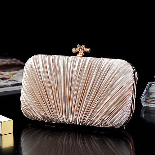 New sweet lady pleated satin clutch bag banquet bag shoulder bag dress bag cheongsam clutch bag annual party bag