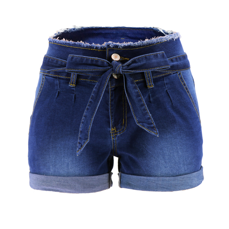 Primavera transfronteriza en stock venta al por mayor de cintura alta flanger estudiante chica pierna ancha pantalones cortos de mezclilla Amazon eBay estación independiente