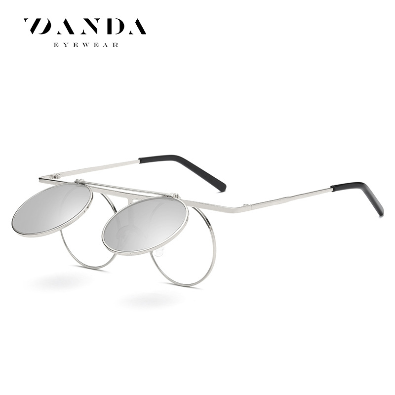 Steampunk gafas de sol Flip gafas de sol hombres 0931 mujeres retro polarizadas gafas de sol redondas