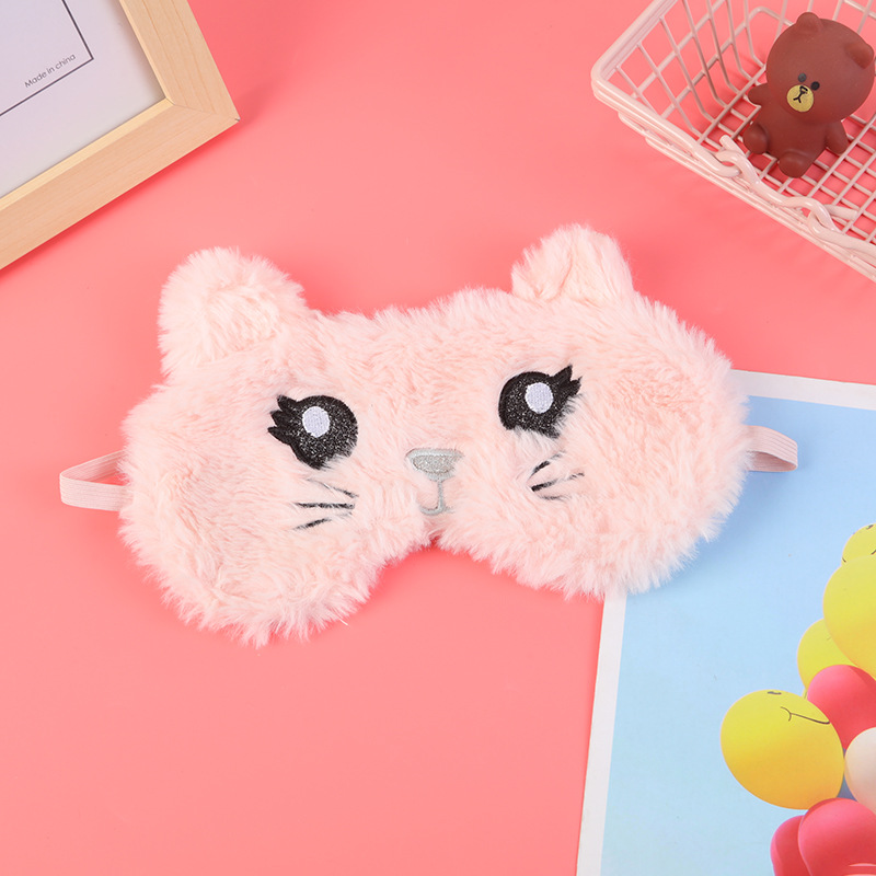Máscara de dormir de alta qualidade, com estampa de raposa, urso e unicórnio, que bloqueia a luz. Pelúcia multicolorida com estampa de arco-íris. Disponível para atacado. Desenho animado fofo._voghion.com