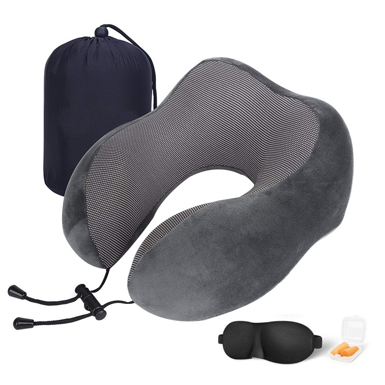 Almohada en forma de U transfronteriza almohada de viaje de negocios almohada de memoria en forma de U rebote lento protección del cuello espacio almohada de espuma de memoria regalo al por mayor