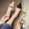 Summer footwear high heels, fashionable slide pointy toe